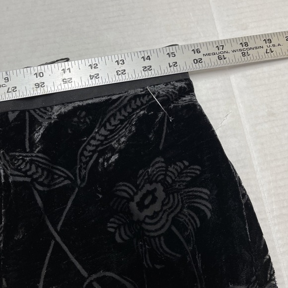 Ted Baker Pants Womens 8-10 Black Burnout Velvet Pull On Wide Leg Event Cocktail - Picture 8 of 11